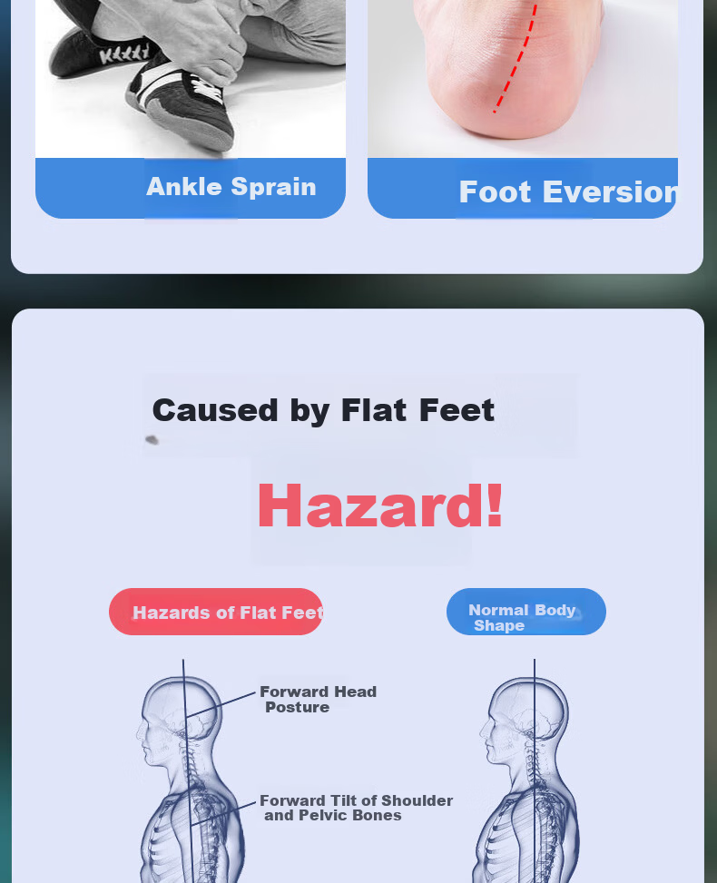 JVBV Flat Foot Arch Support Insoles for Men Adults Teens Kids Correct Overpronation Flat Feet Size 43 4