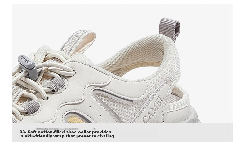 CAMEL Lemon Cute Outdoor Women's Hollow Sandals Thick Sole Beach Sports Shoes L26M202032 Beige/Gray 37 25