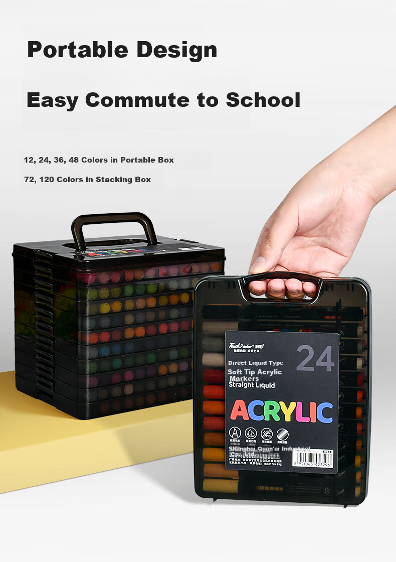 Touchcolor Little Black Box Direct Ink Acrylic Soft Tip Marker Soft Tip Children's Kindergarten Drawing Non-Staining Opaque Washable 120-Color Watercolor Pen Art Education 8