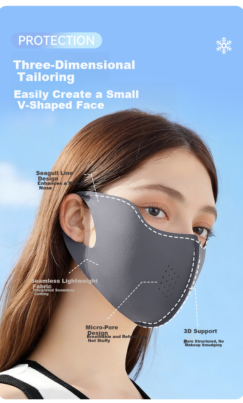 FitonTon UPF100+ Sunscreen Face Mask Ice Silk Outdoor Cycling Sun Protection UV Protection Seamless Women's Summer 3-Pack 2