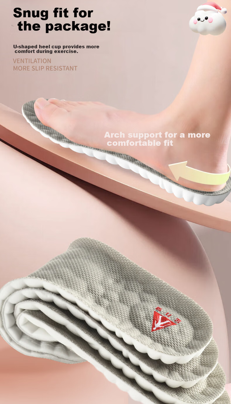 Zulijian Women's Insoles Soft Sole Comfortable Sweat-Absorbing Odor-Resistant Breathable Sports Shock Absorption Anti-Fatigue Pain Relief 9