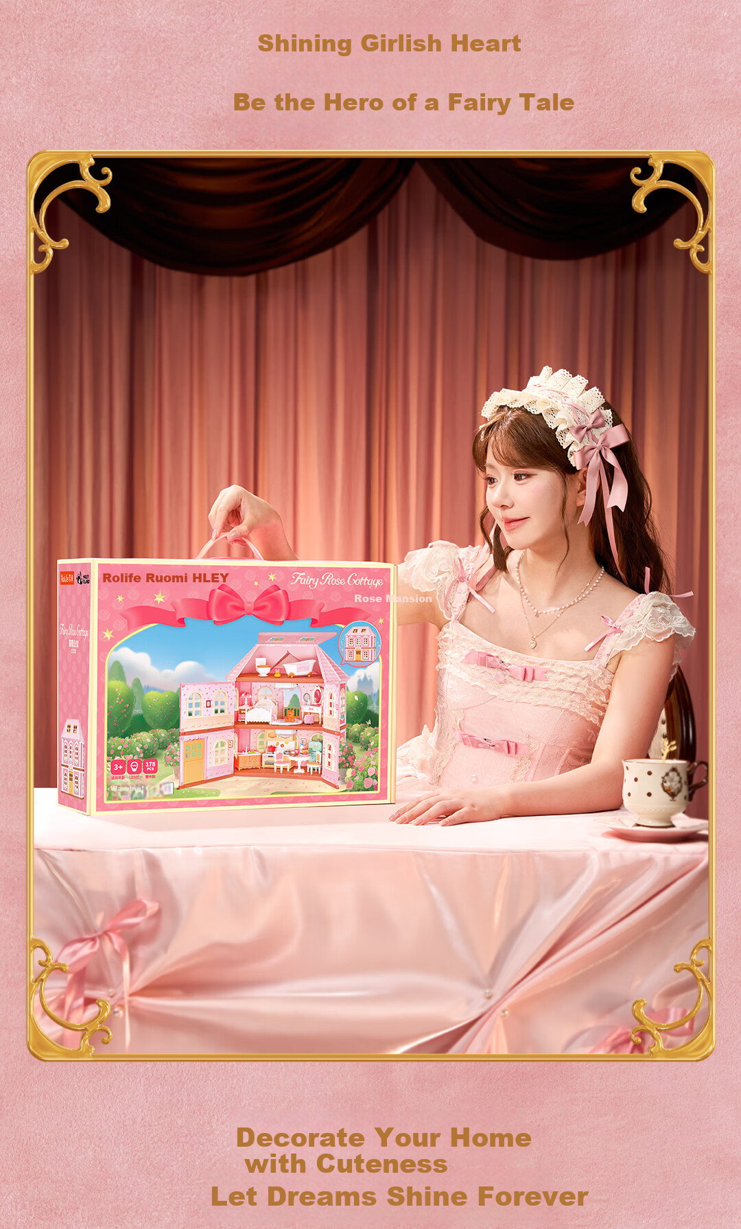 Rolife Hailey Island Rose Mansion Dollhouse Toy for Girls Birthday Children's Day Gift 10