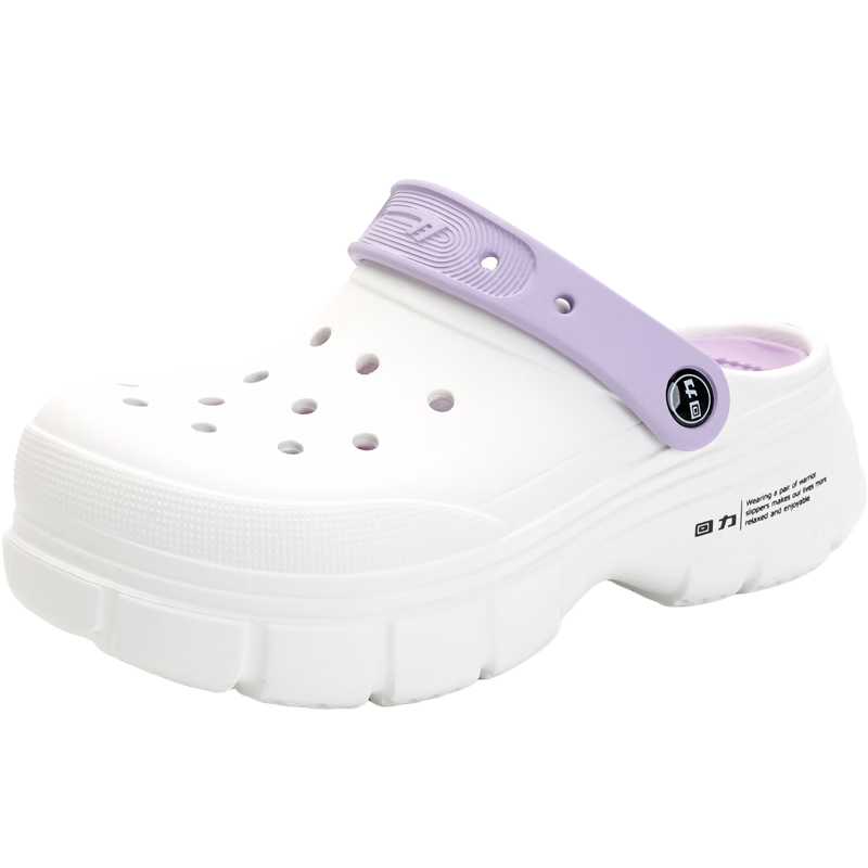 Warrior Women's Hollow Toe Slippers Outdoor Beach Sandals Four-Season Cool Slippers SDJ-0603 White Purple Size 37