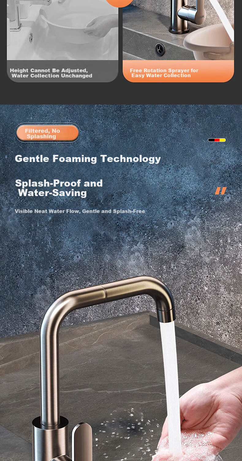 HOMK [Germany] Stainless Steel Faucet Hot and Cold Water Two-in-One Universal Basin Faucet 8