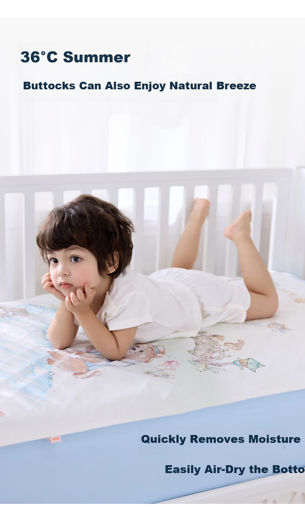 Liangliang Baby Waterproof Washable Cotton Linen Large Urine Pad Mattress 110x70CM Cooling Mat 3