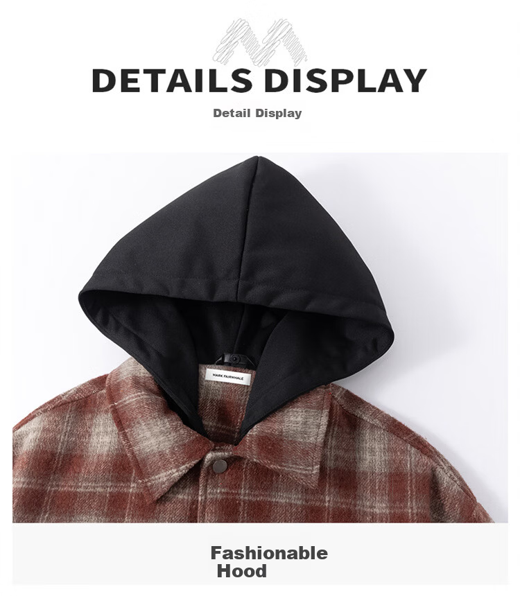 MARK FAIRWHALE Men's Spring and Autumn Trendy Casual Hooded Jacket, Stylish Youth Color-Block Layered Look Coat 6