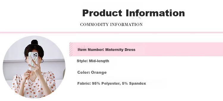 JOYNCLEON Maternity Summer Dress Lightweight Plus Size Loose Polka Dot Floral Long Dress Orange XL Jly157192 8