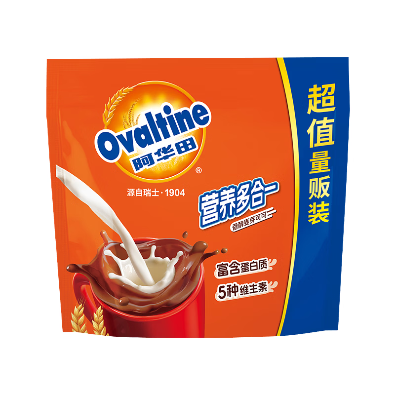 阿华田（Ovaltine）可可粉750g(30g*25)代餐巧克力粉牛奶烘焙咖啡冲饮伴侣固体饮料