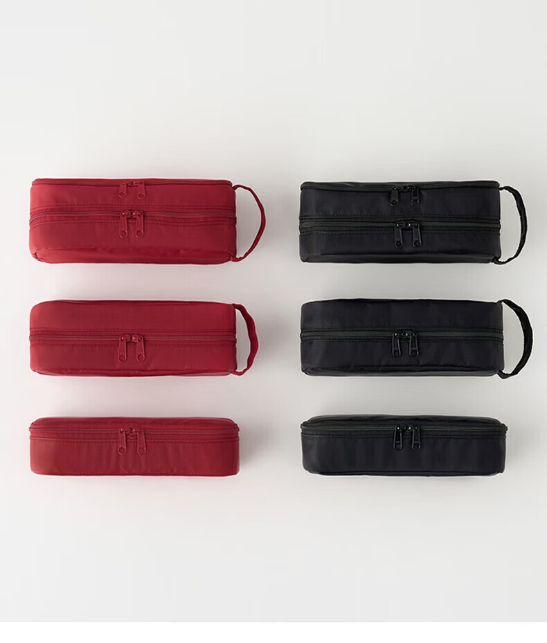 MUJI Nylon Pencil Case, Stationery Box, Simple 3D Pencil Case, Large Capacity, Red, 19×８×4.5cm 1