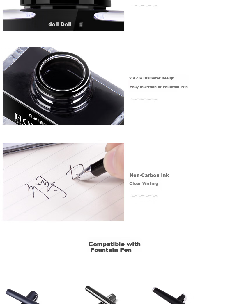 Deli 30ml Non-Carbon Black Fountain Pen Ink for College Entrance Exam 7