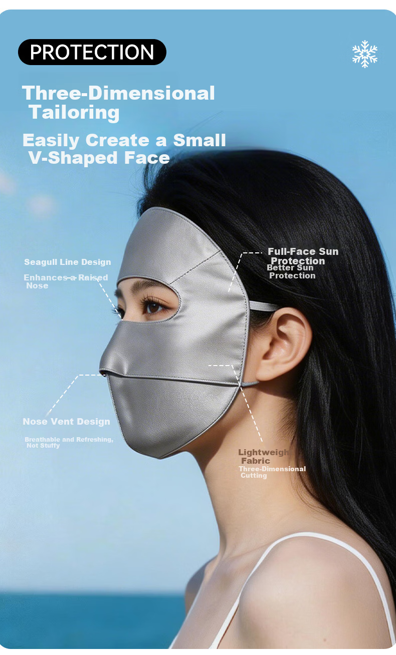 FitonTon Summer Sunscreen Face Mask 100% Mulberry Silk UV Protection Cycling Sunshade Face Cover for Women 8