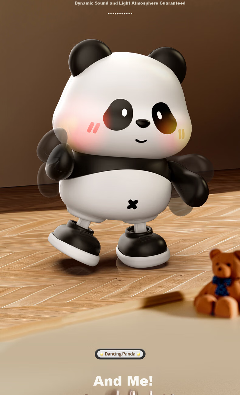 PEIQIMAMA Electric Panda Dancing Singing Toy Infant Head Lifting Training Device 0-6 Months Baby Visual Tracking Crawling Early Education 5