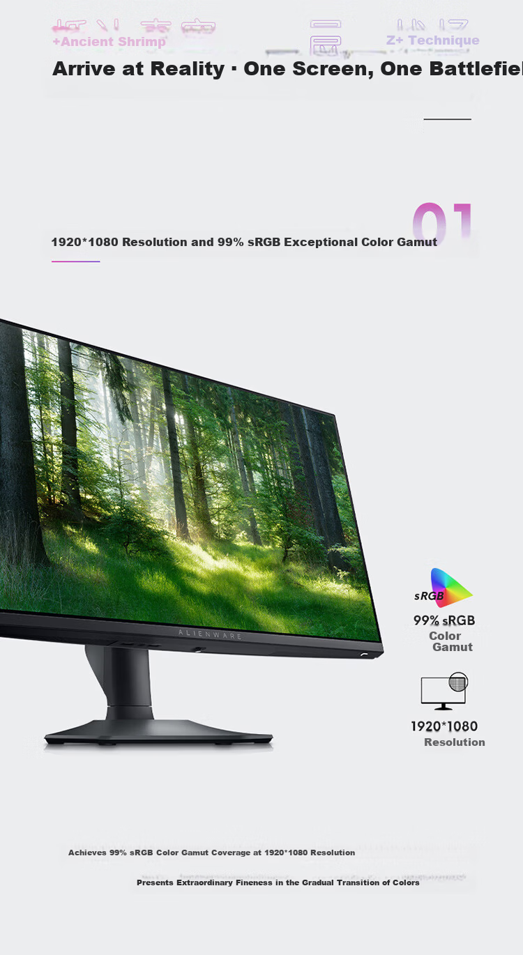 Alienware Starship 24.5-inch 300Hz Refresh Gaming Monitor IPS 1ms 400nits FreeSync 99% sRGB Rotatable Height Adjustable High Refresh Rate Screen AW2526HL 5