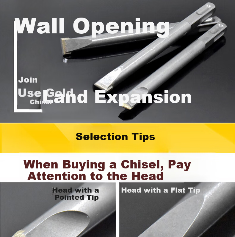 Haisidike Electric Hammer Chisel Impact Drill Set Pointed Chisel Electric Hammer Chisel Combo 17-Piece Kit Box [Jingcang] 4
