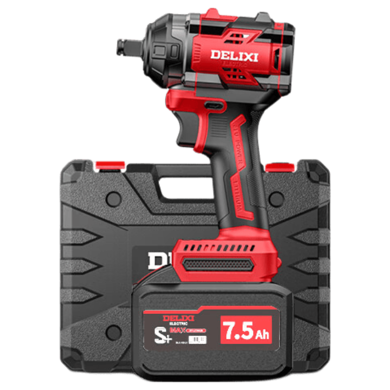 DELIXI ELECTRIC Brushless Impact Electric Wrench High Torque Cordless Lithium Battery Power Tool Rechargeable Air Gun 7.5V