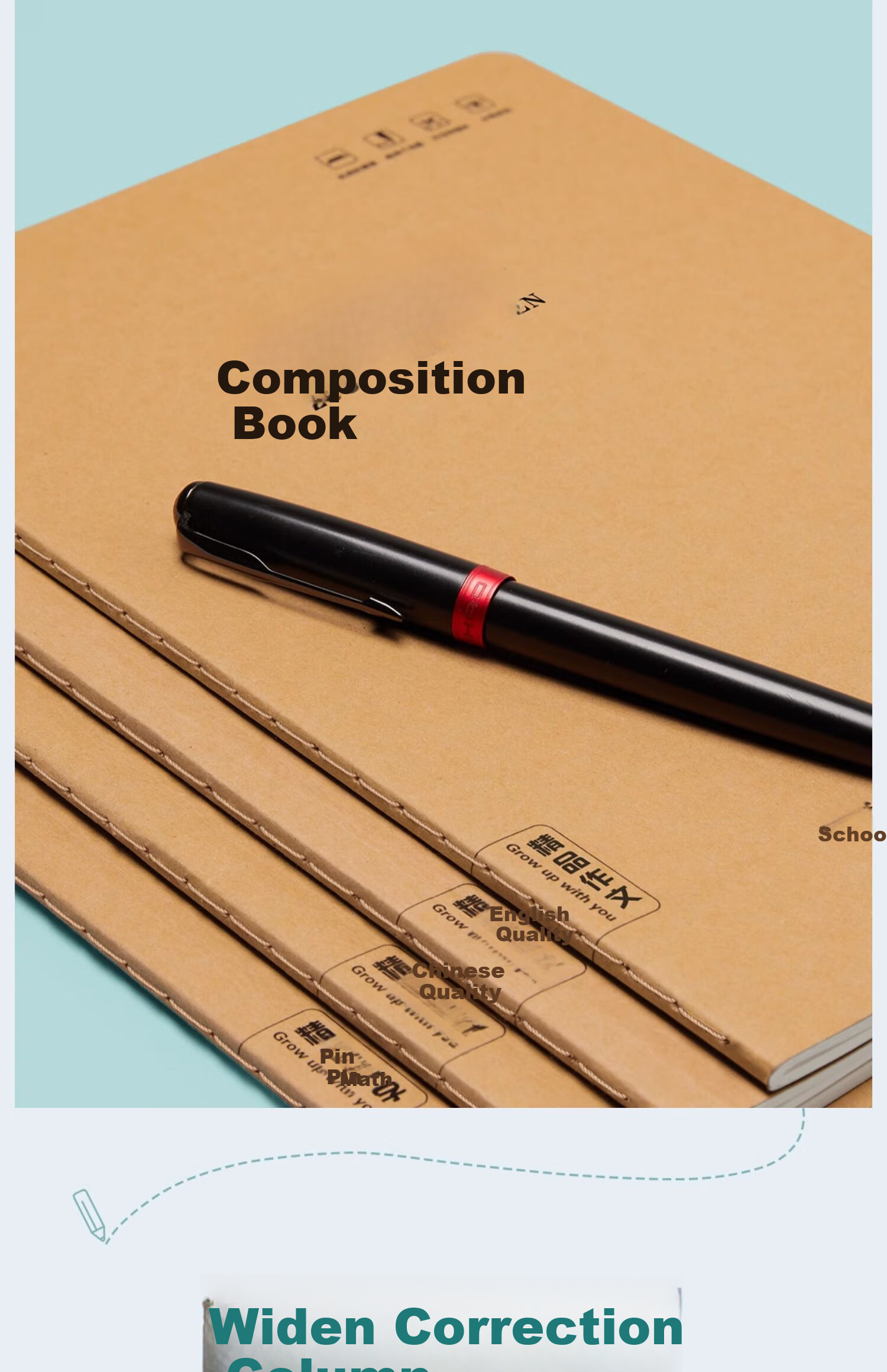 Liupin Academy Workbook Set 10pcs 16k Primary School Grade 3 Exercise Books for Homework Practice Notebooks for Grades 4-6 Kraft Paper Chinese Composition Books Junior High School Students Character W 8
