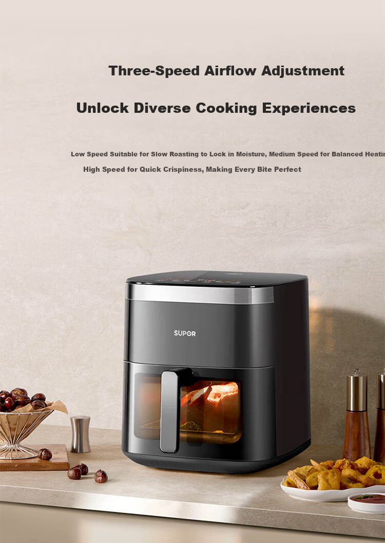 SUPOR Tornado Air Fryer Dual Heat Source 6.5L Fully Automatic Fryer and Oven Titanium New Steam Tender Fry KD65D852 17