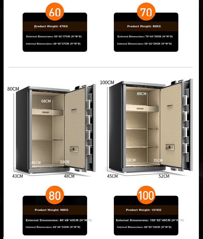 Tiger Brand Home and Office Small CSP Certified All-Steel Anti-Theft Safe Financial Confidential Cabinet 60cm Fingerprint Password Ivory White 8