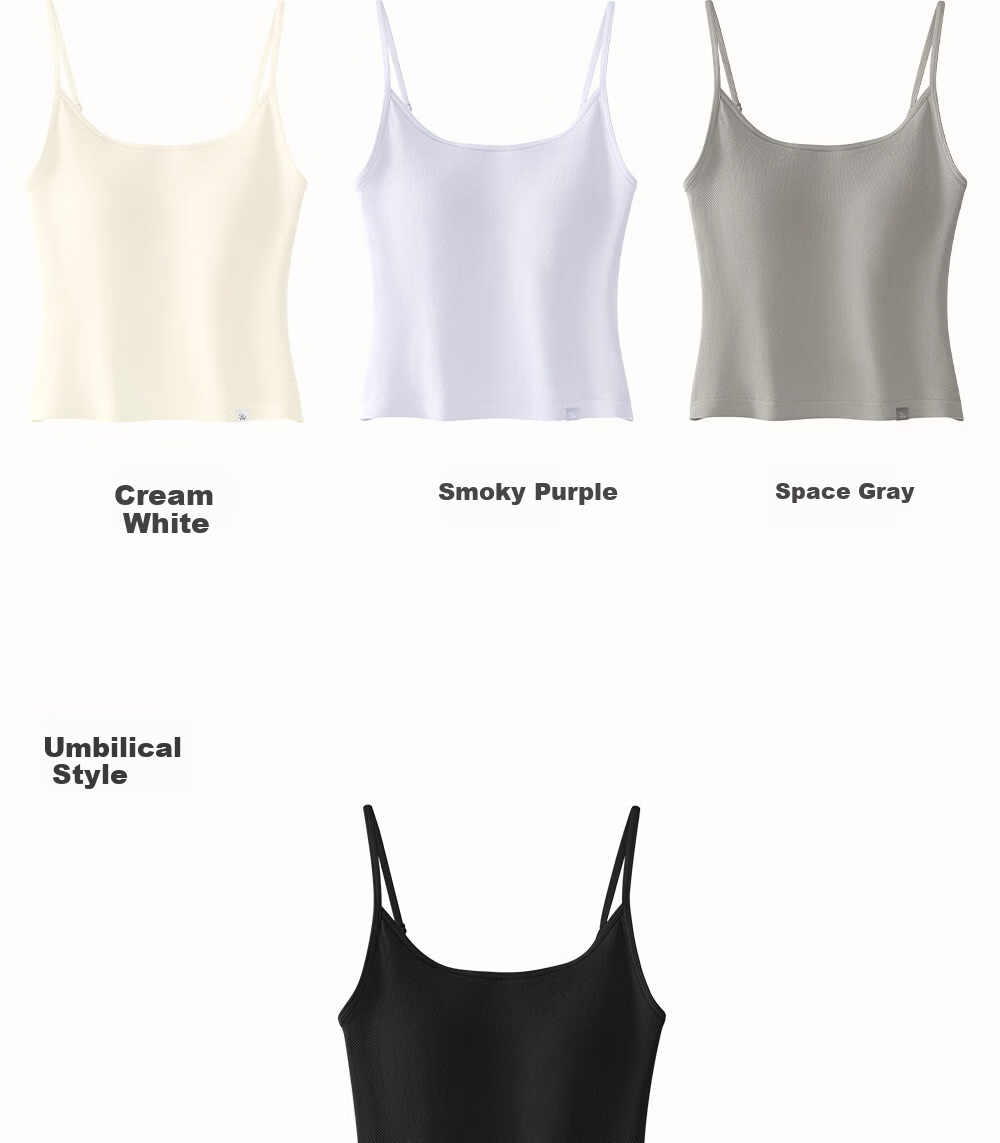 SecretWorld Women's Camisole with Built-in Padded Bra, Cross Back, Side Coverage, Slimming Spring Base Top 43