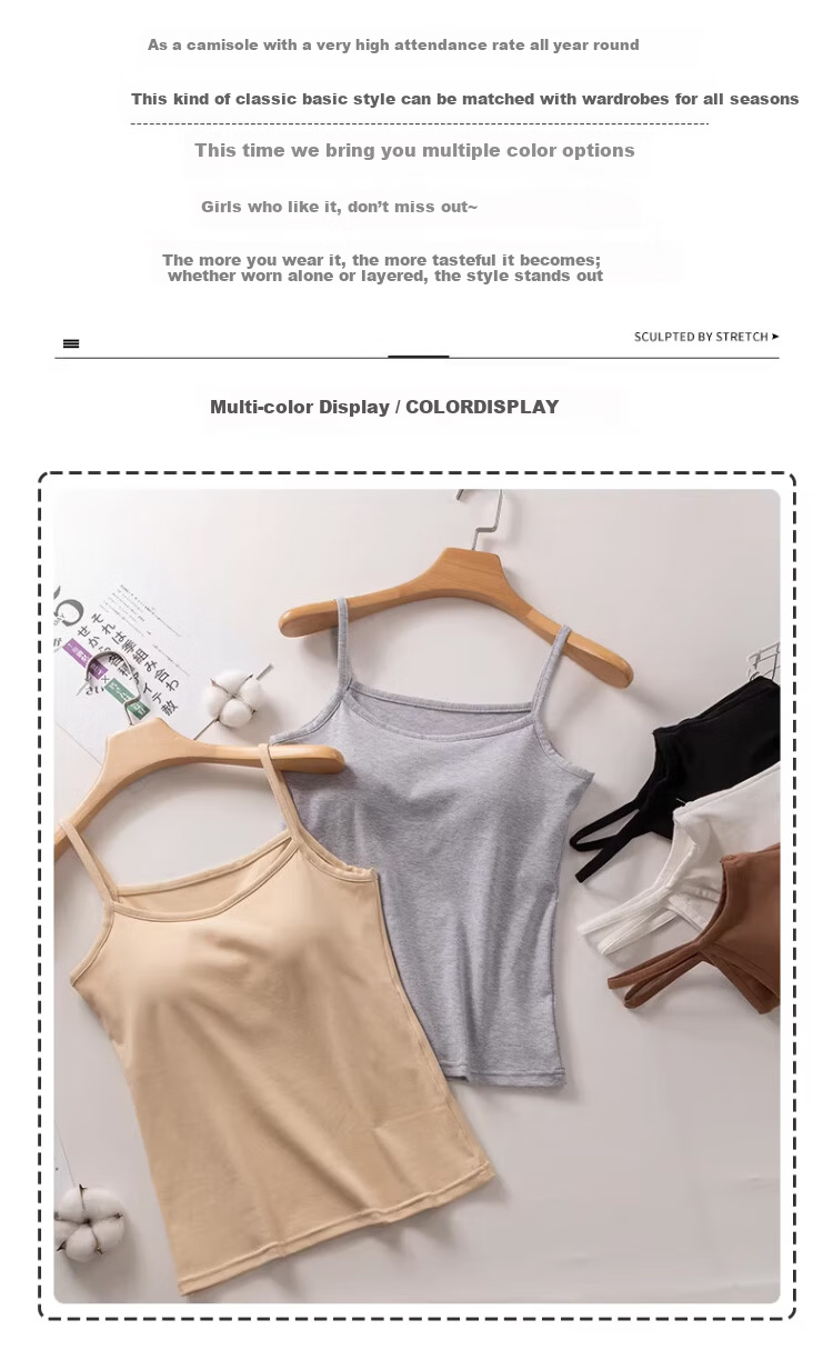 Langsha Pure Cotton Women's Summer Camisole Thin Strap Vest Slim Fit Sleeveless Top with Side Coverage and Beautiful Back Design 2