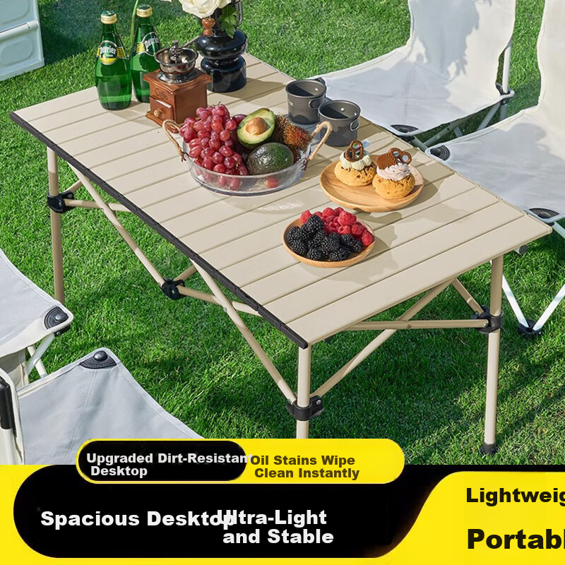 Jing Jiayi Outdoor Folding Table Egg Roll Table Portable Camping Picnic Long Table and Chairs Set