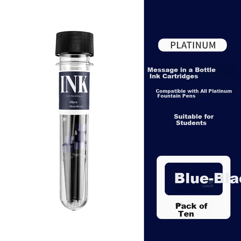 PLATINUM PQR-100 Little Meteor Fountain Pen Ink Cartridges Blue-Black 10-Pack for Students