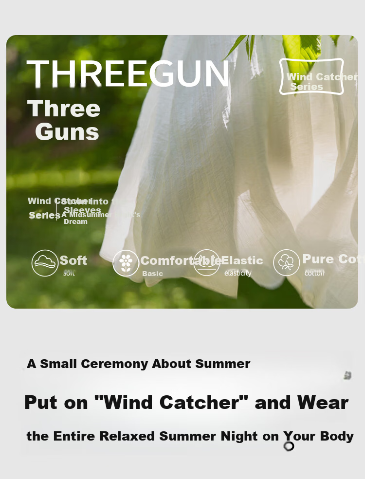 Threegun [Wind Catcher Series] Spring Summer Women's Cotton Short Sleeve Nightdress Homewear Outerwear Traditional Style Dress 1