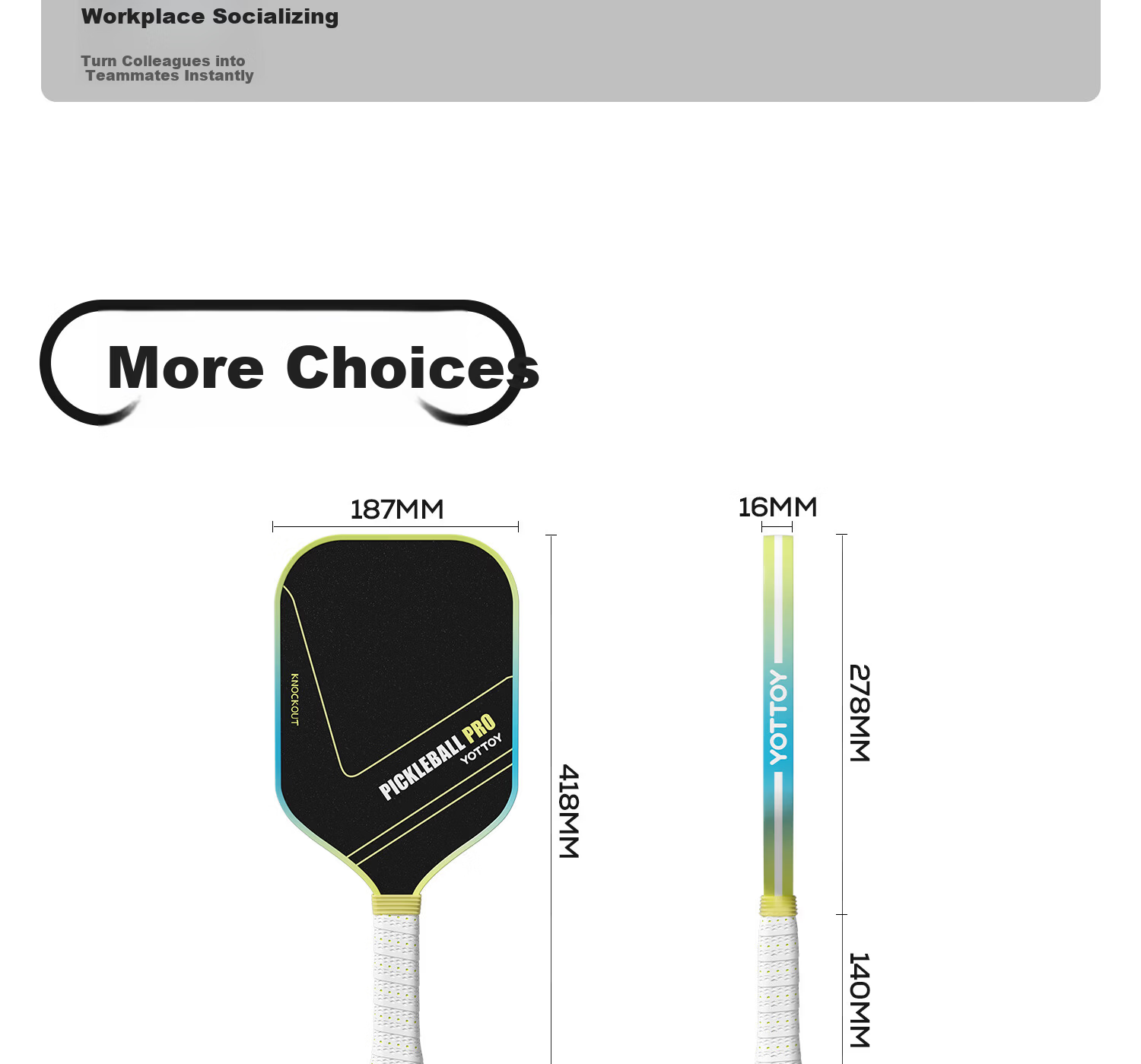 Yottoy Pickleball Paddle Set Carbon Fiber Professional Training Competition Neon+Phantom Flame 19