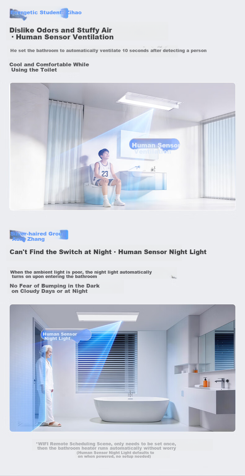 Midea Smart Bathroom Heater S Series Warm Air Lighting Exhaust Integrated Sterilization Deodorization Voice Warm Air Machine AI Human Sensor S3 Pro 5