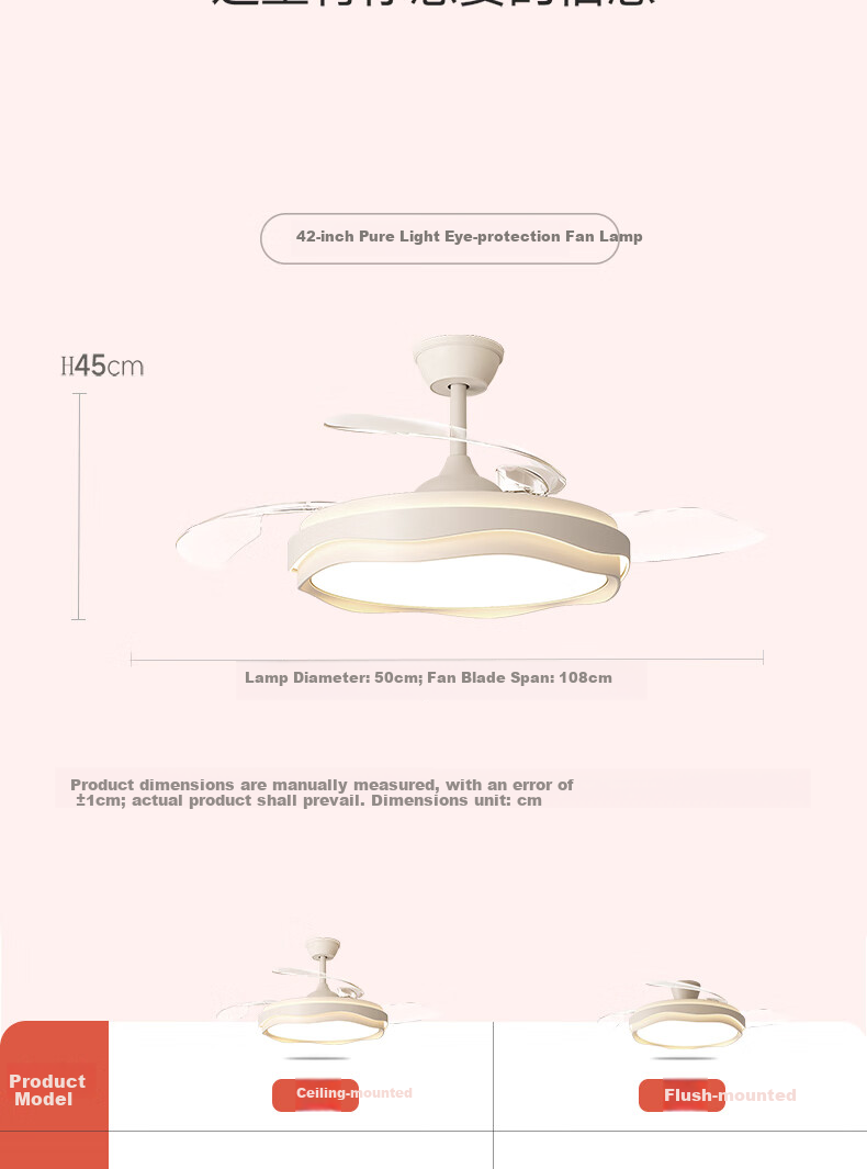 Kuka LED Cream Style Invisible Ceiling Fan Light for Living Room and Dining Room Silent Ceiling Fan with Downrod - Three Colors [Installation Included] 26