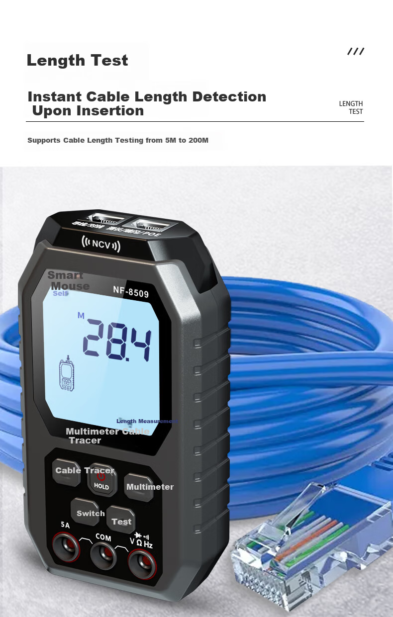 Smart Mouse NF-8509 Cable Tracker Multimeter 2-in-1 Network Line Tester High-Precision Digital Display Intelligent Anti-Burn Universal Meter 6