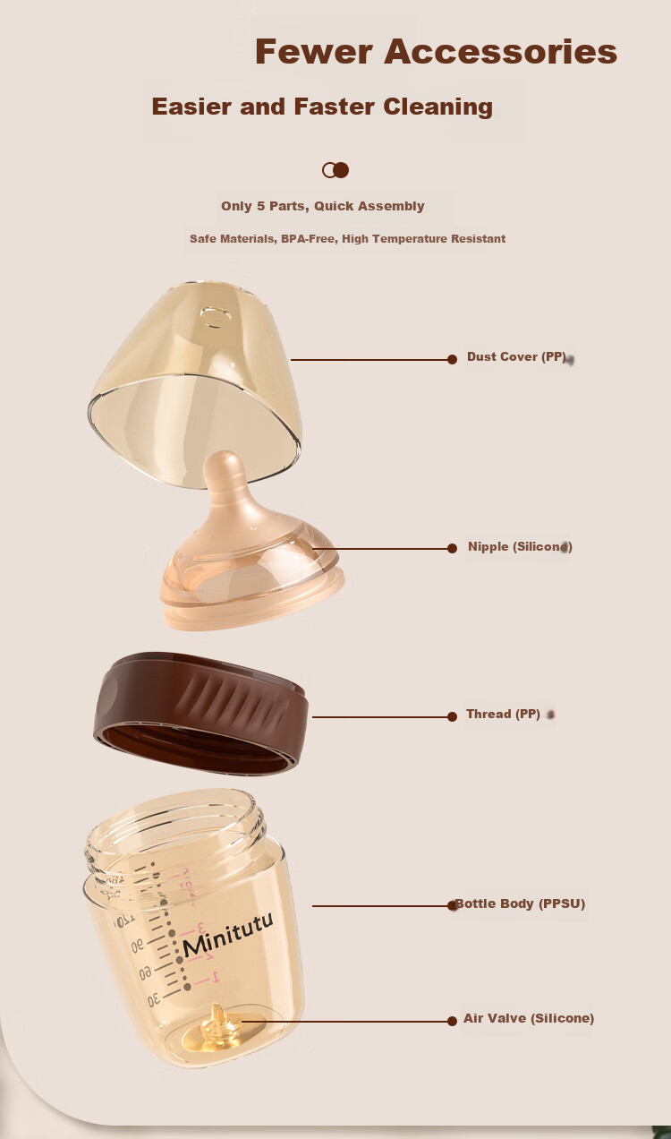 MINITUTU PPSU Baby Bottle, Anti-Colic, Anti-Spitting, Anti-Choking, Suitable for Breast Milk, 240ml 10