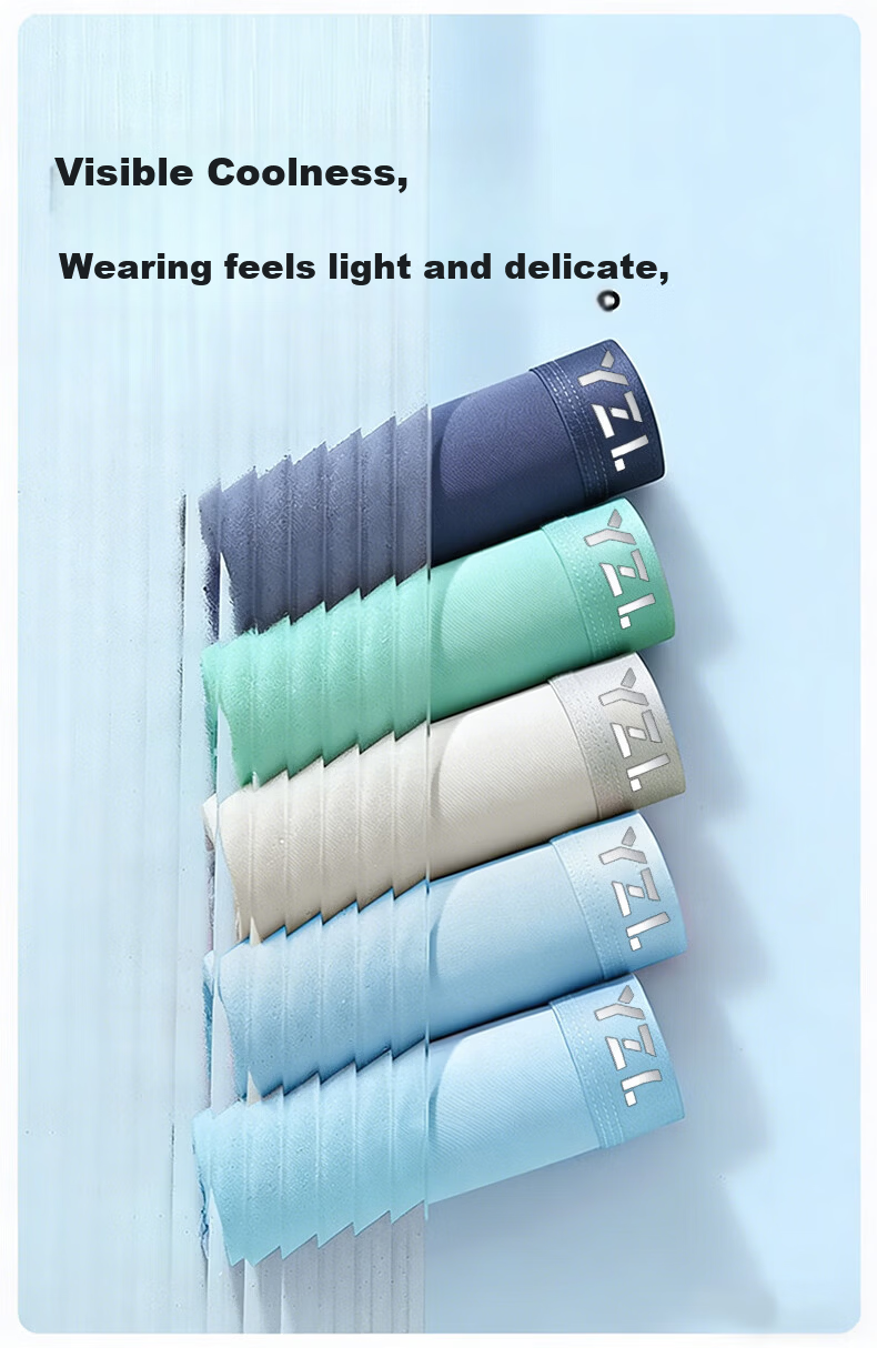 Yuzhaolin 10A Antibacterial Men's Ice Silk Seamless Breathable Boxer Briefs Summer Large Size 5