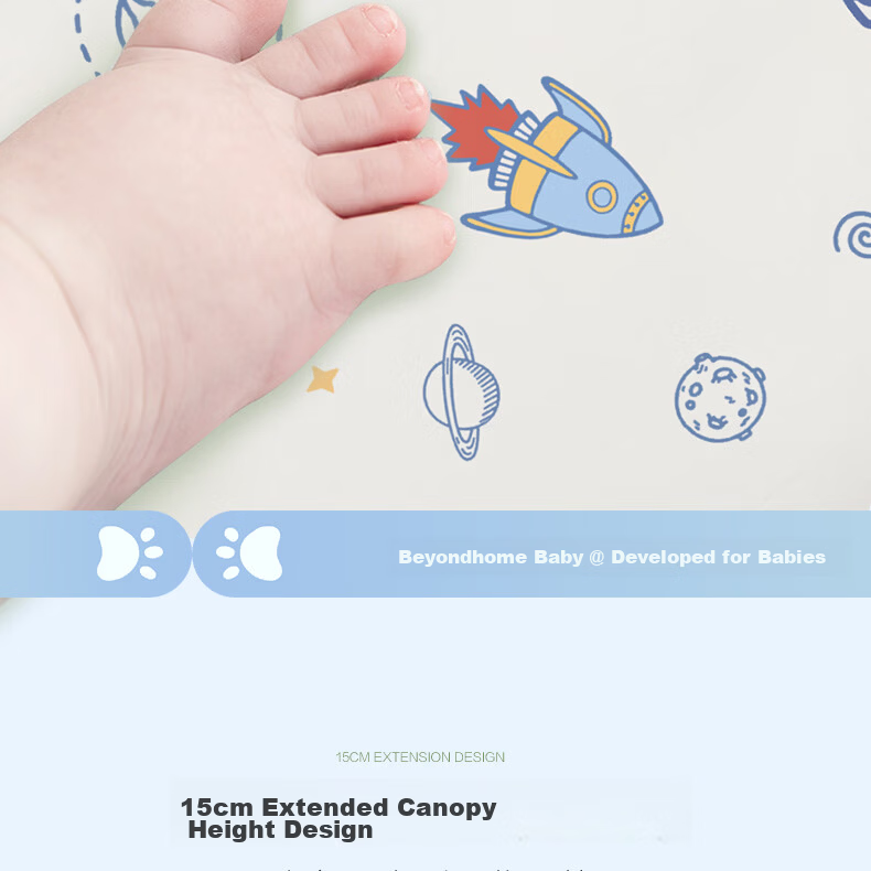 BEYONDHOME BABY Pure Cotton Fitted Sheet A-Class for Newborns and Toddlers, Cute Planet Design, 120*65cm 14