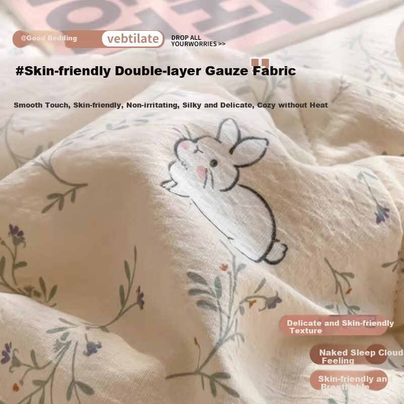 Hengyuanxiang Summer Cooling Quilt A-Class Double-Layer Gauze Quilt 150x200cm Double Air Conditioning Quilt Spring and Autumn Quilt Core Four Seasons Quilt