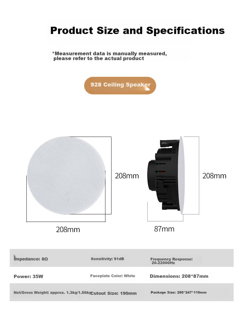 Westin Ceiling Bluetooth Speaker WST-928 Coaxial Impedance Stereo HIFI Background Music Ceiling Speaker with Separate Tweeter Design 11