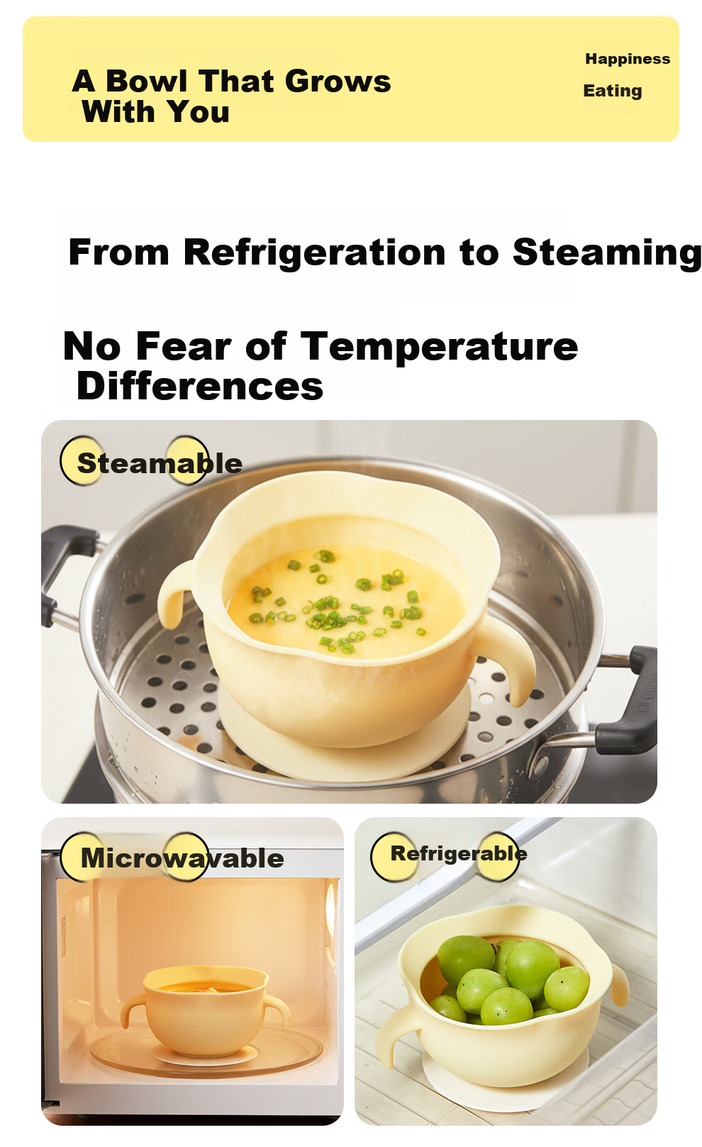 Lock&Lock Baby Feeding Bowl Egg Drop Soup Bowl Self-Feeding Silicone Suction Bowl Toddler Children's Lunch Box 8