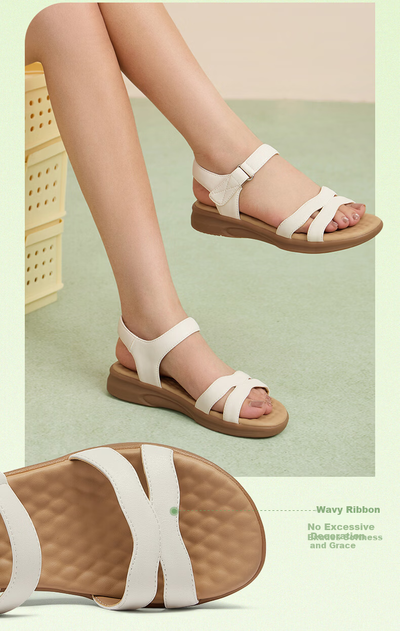 CAMEL Women's Sandals Relaxed Breathable Versatile Beach Casual Shoes L26M504059 Beige Size 37 7
