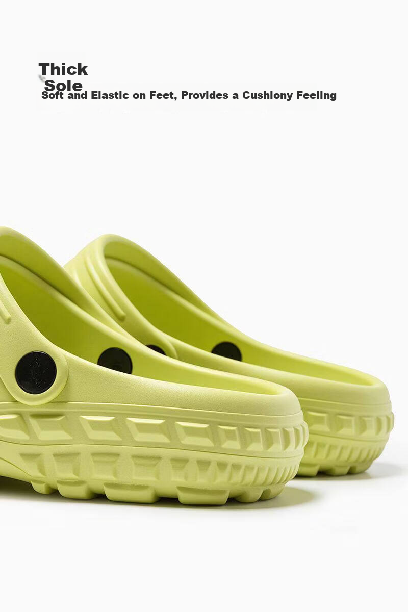 ZHIYING Men's Summer Outdoor Hole Shoes Beach Sandals Non-slip Thick Sole Cushioned Closed-toe Slippers Black Size 44-45 6