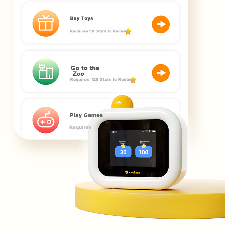 Guanguan Bear [Top Student Edition] Self-Discipline Punch Card Machine Elementary Student Habit Time Management Homework Timer Schedule Timer Alarm Clock Children's Day Gift 13
