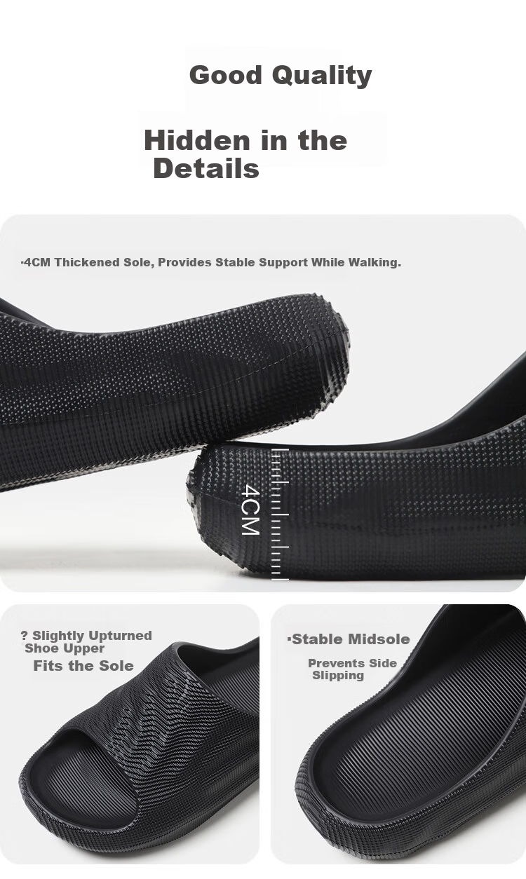 JD Jingzao 3D Thick Sole Soft Elastic Terraced Sports Outdoor Home Slippers Men's Summer Night Black Size 40-41 14