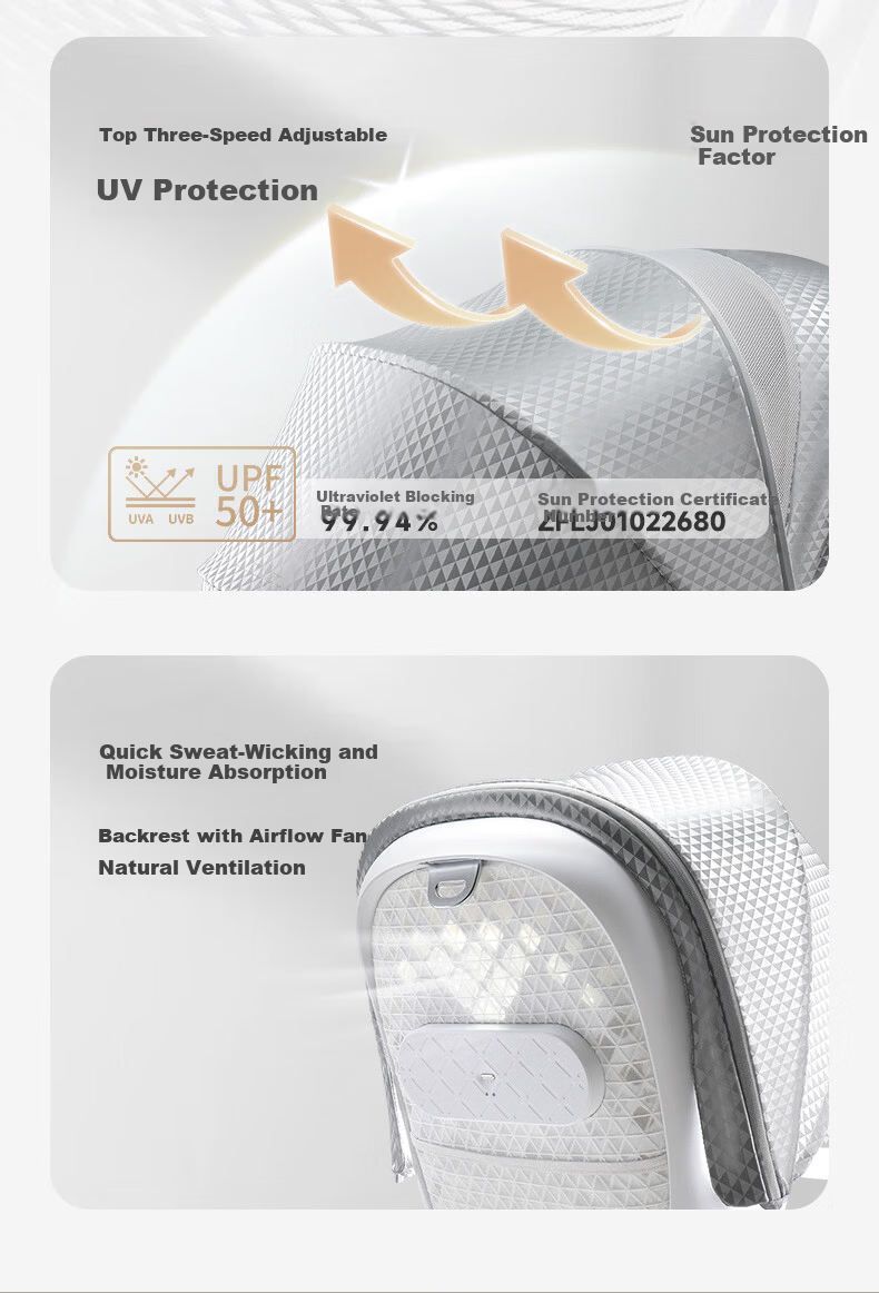 HBR Pro GPS Smart Ventilated Two-Way High-View Reclining Baby Stroller Urban Walk Cart 9