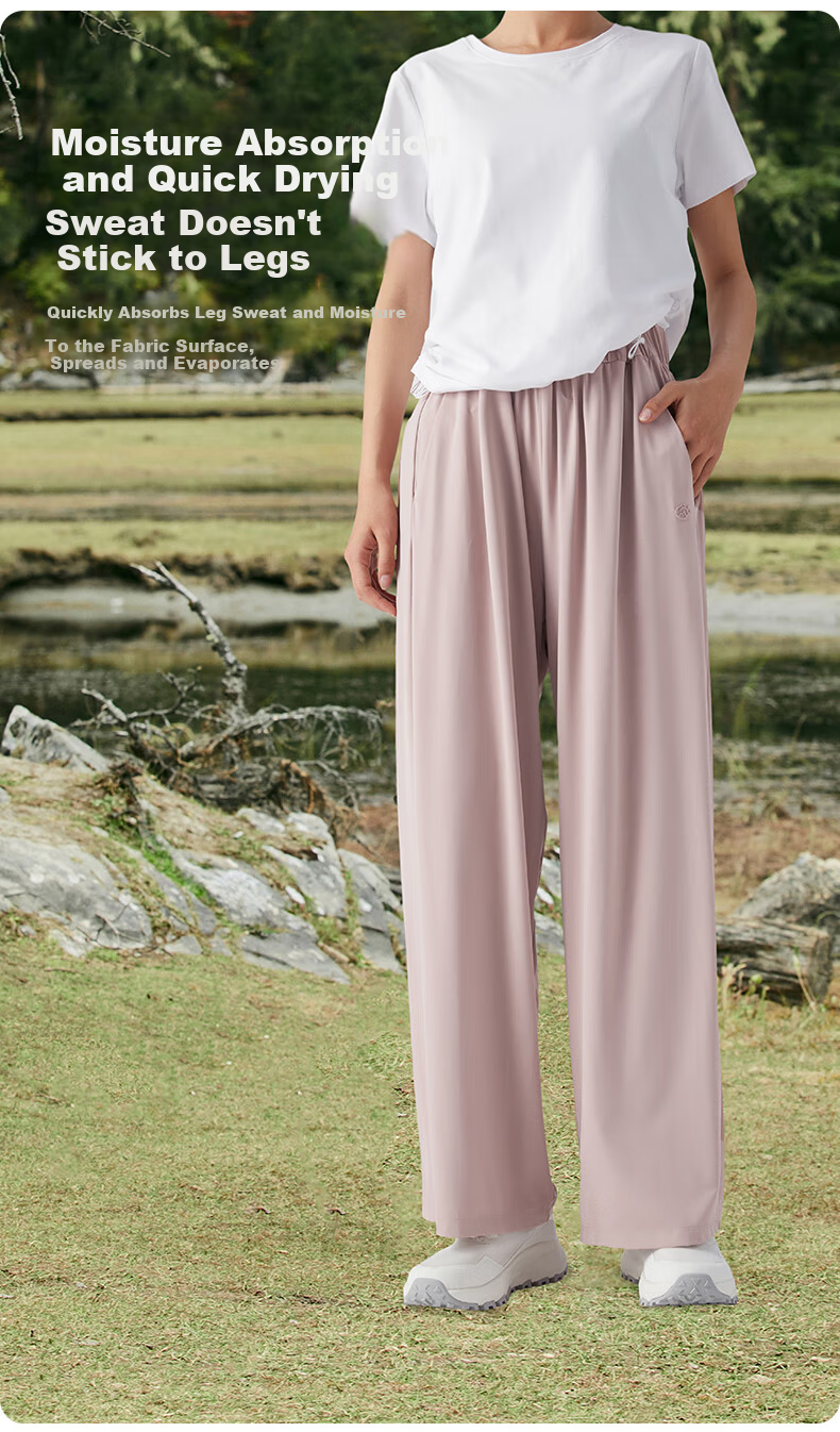 TECTOP Casual Pants Lightweight Outdoor Loose Breathable Solid Color Long Pants 2422138ZZ Women's Pink XL 9