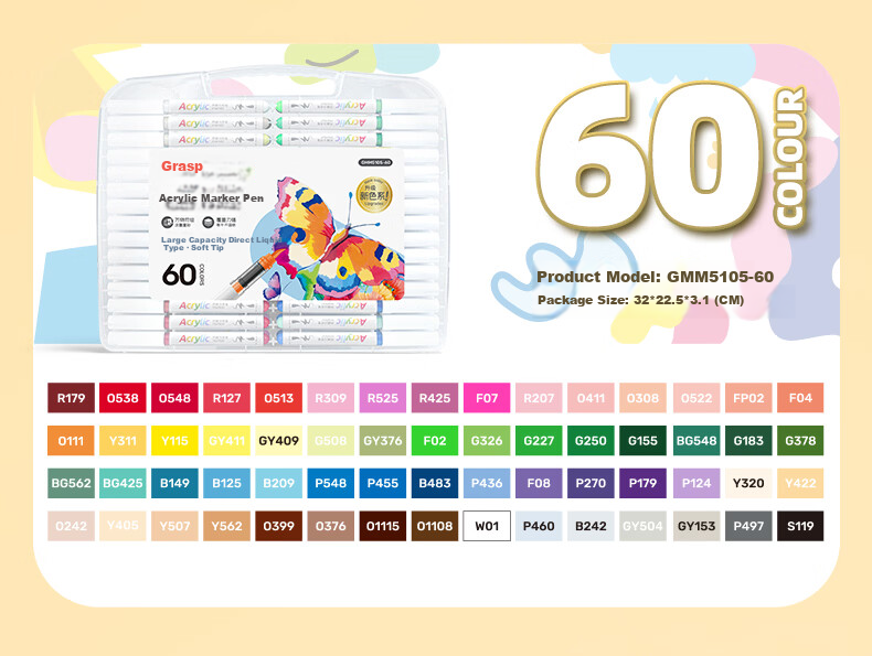 Direct Liquid Soft Tip Acrylic Markers 48 Colors Student Set Non-Transparent Layerable Watercolor Paint Pens Gift Box 28