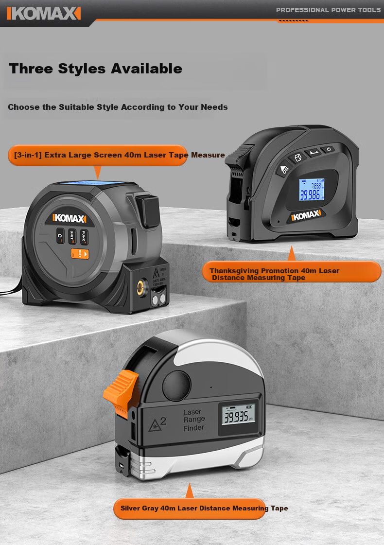 KEMAISI 3-in-1 Laser Distance Measuring Tape Infrared Rangefinder High-Precision Handheld Electronic Ruler Tape Measure for Carpentry 3