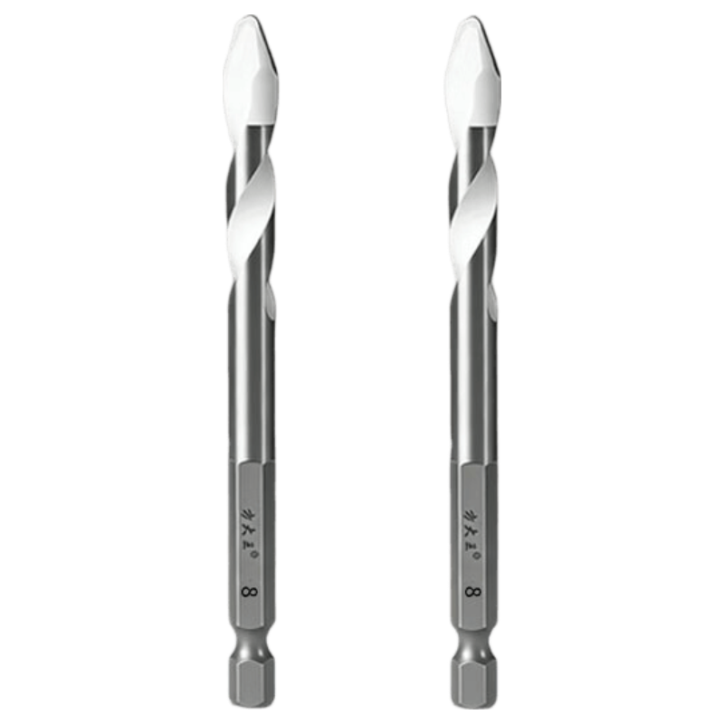 Fang Da Wang Offset Eccentric Drill Bit Dry Hammer Ceramic Tile Concrete Marble Full Ceramic Hex Shank 8mm 2pcs