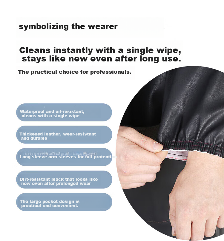 BAIGE Baige Long Sleeve Waterproof Apron Oil and Stain Resistant Canteen Work Reversible Apron Navy Blue CW100625 5