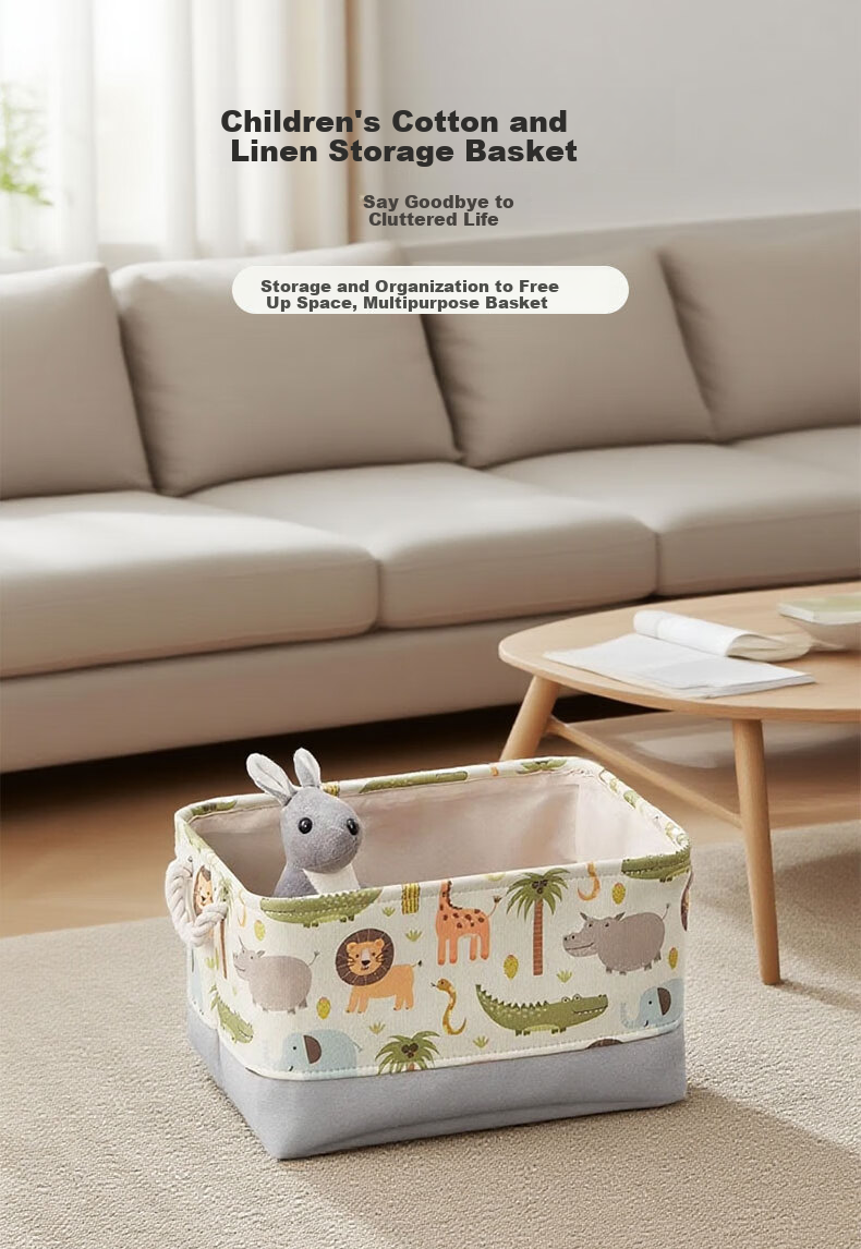 40,000 Kilometers Cartoon Fabric Toy Storage Box Large Thickened Foldable Children's Laundry Basket Baby Miscellaneous Storage Bin 1