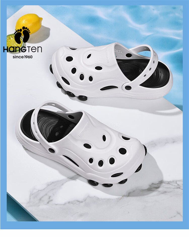 Huanteng Men's Summer Outdoor Beach Sandals Thick Sole Non-slip Breathable Clogs White Size 42-43 3
