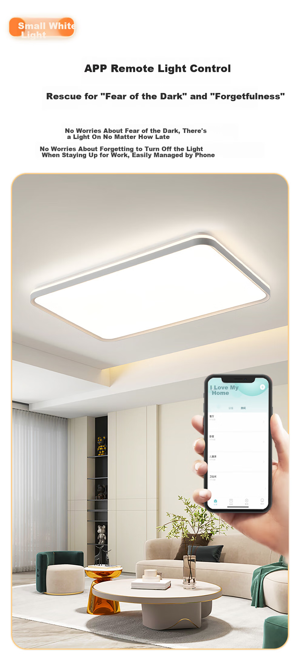 NVC LED Ceiling Light Ultra-thin Large Screen Full Spectrum Smart Quick-install Comfortable Square 48W for Living Room 17
